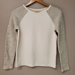 LOFT Petite Tweed Sleeve Top - Whisper White